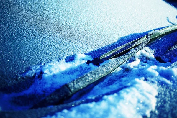 Windshield of car with  frost — Stock Photo, Image