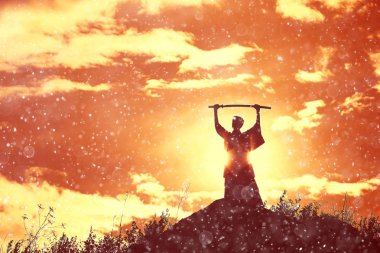 kılıç tutan savaşçı silüeti