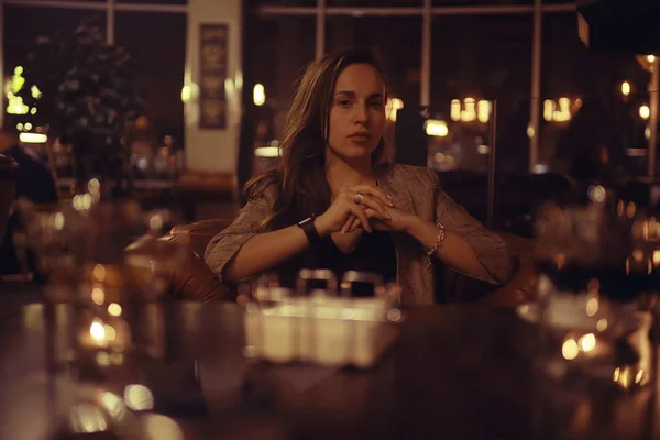 young woman in restaurant