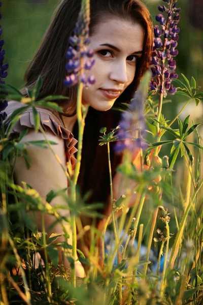 Young woman in rural field — Stock Photo, Image