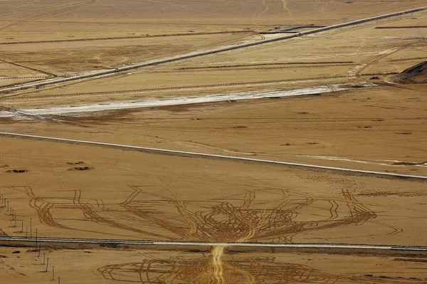 Rachaduras Corrosão Solo Solo Vista Aérea — Fotografia de Stock