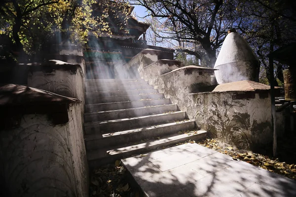 Старая Каменная Лестница Здания Тибете Китай — стоковое фото