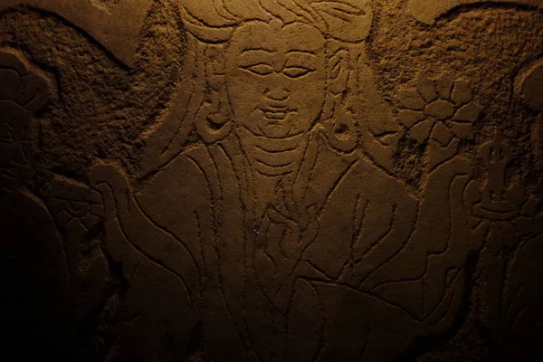 Forntida Buddhistiska Carving Sten Religiösa Antik Konst — Stockfoto