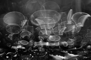 koyu arka plan üzerinde beyaz parlama bokeh ışıklar, sihir efekti yerleşimi.  