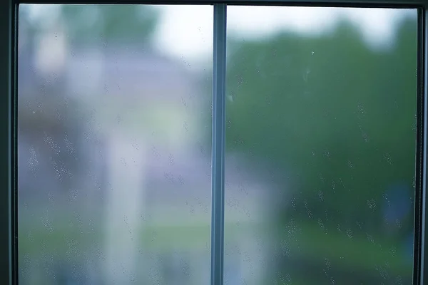 Textur Von Regentropfen Auf Nassem Fensterglas Herbstlicher Hintergrund — Stockfoto
