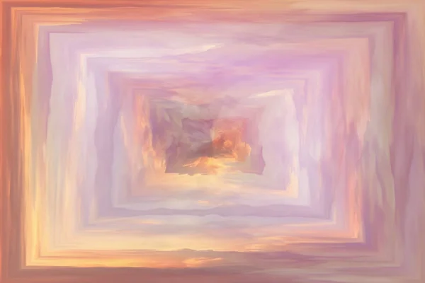 creative watercolor illustration of cloudy sky. Fantastic colorful cloudscape. Geometric tunnel of clouds