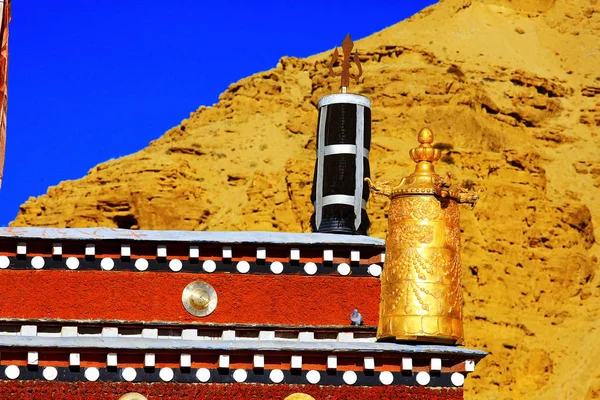 Buddhist religious symbols in ancient Tibet temple, Buddhism spiritual culture