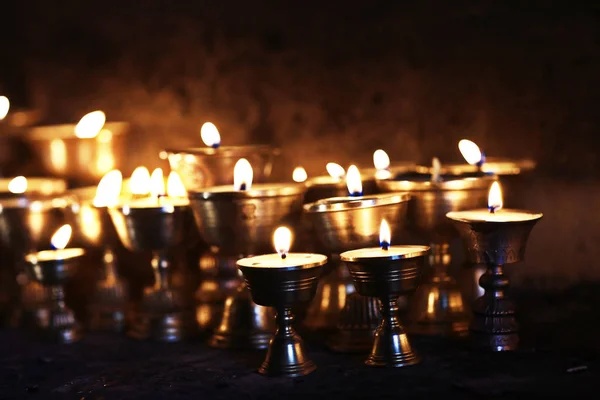 Símbolos Religiosos Budistas Antigo Templo Tibete Cultura Espiritual Budismo — Fotografia de Stock