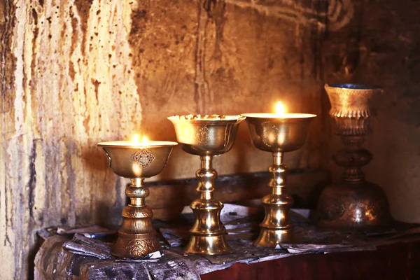 Buddhistische Religiöse Symbole Antiken Tibettempel Spirituelle Buddhismus Kultur — Stockfoto