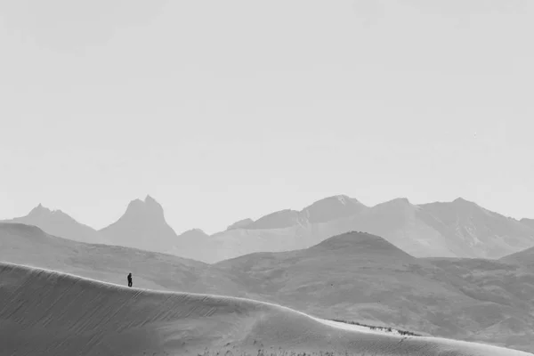 Deserto sabbioso e montagne lontane — Foto Stock