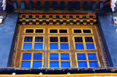 eski bina Tibet'te geleneksel antika windows