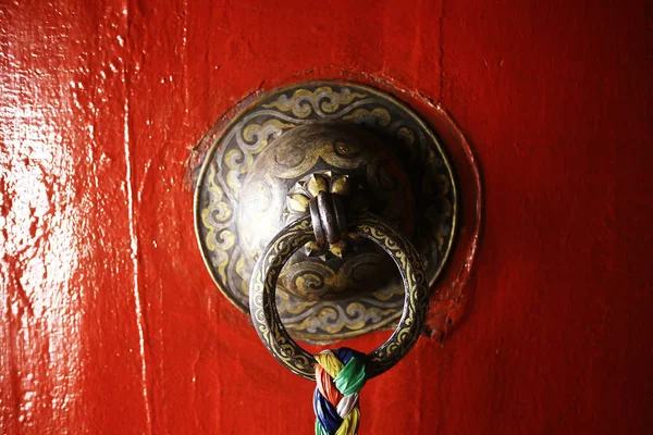 Traditional Antique Door Old Building Tibet — Stock Photo, Image