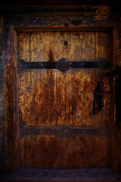 Porta Antiga Tradicional Edifício Antigo Tibete — Fotografia de Stock