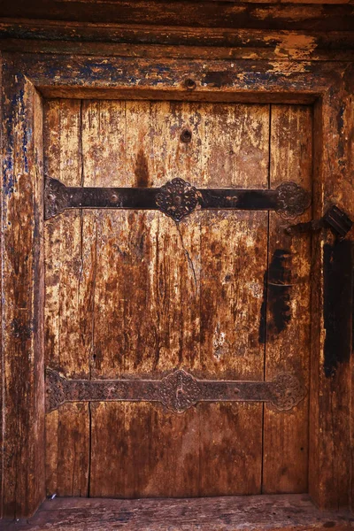 Tradicional Puerta Antigua Del Antiguo Edificio Tíbet — Foto de Stock