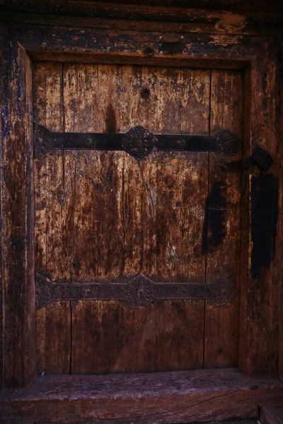 Tradicional Puerta Antigua Del Antiguo Edificio Tíbet — Foto de Stock