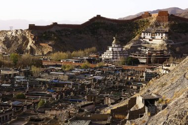 view of old city in Tibet, China clipart