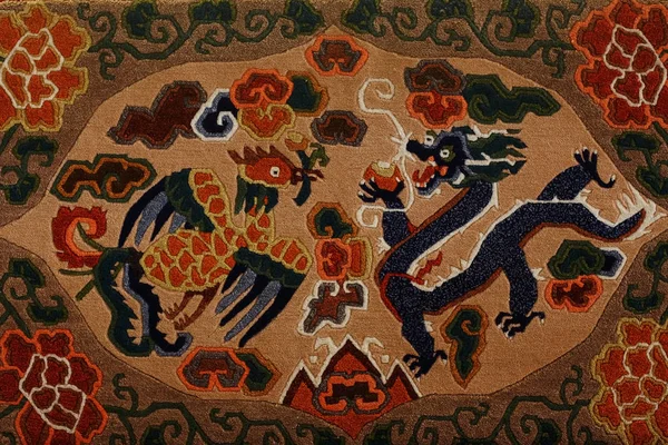 Textura Del Ornamento Oriental Tradicional Alfombra Hecha Mano — Foto de Stock