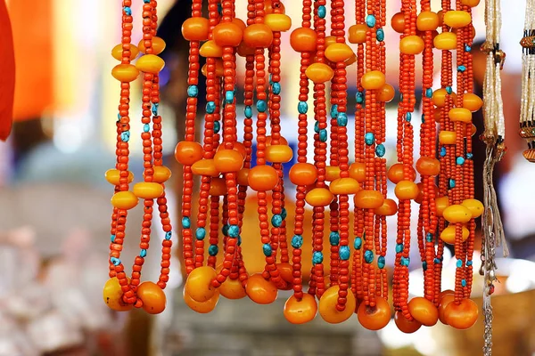 Jewelery made of corals and turquoise — Stock Photo, Image