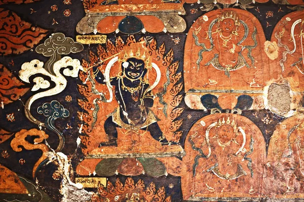 Buddhist religious symbols in ancient Tibet temple, Buddhism spiritual culture