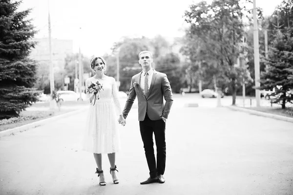 Novia y novio el día de la boda — Foto de Stock