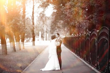 Gelin ve damat parkta