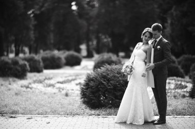 Gelin ve damat parkta 