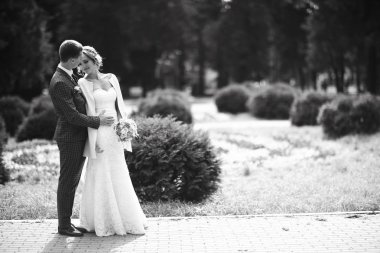 Gelin ve damat parkta 