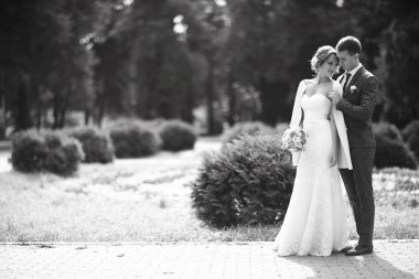 Gelin ve damat parkta 