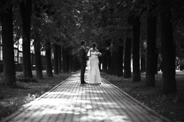 Gelin ve damat parkta 