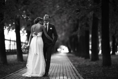 Gelin ve damat parkta