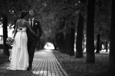 Gelin ve damat parkta