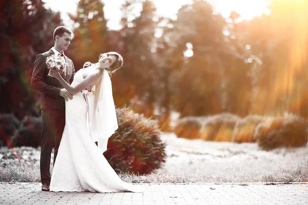 Gelin ve damat parkta