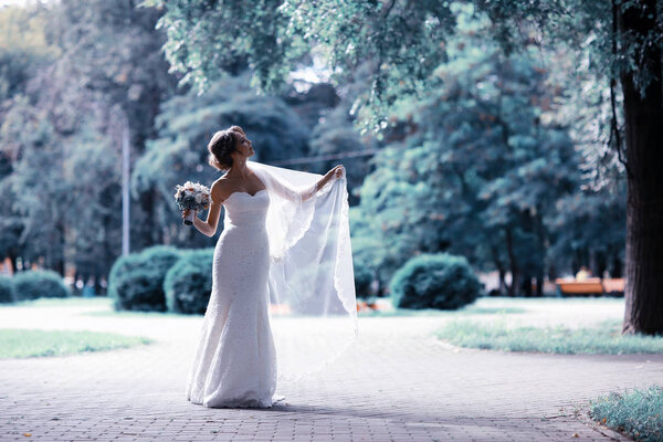 bride in white wedding dress  