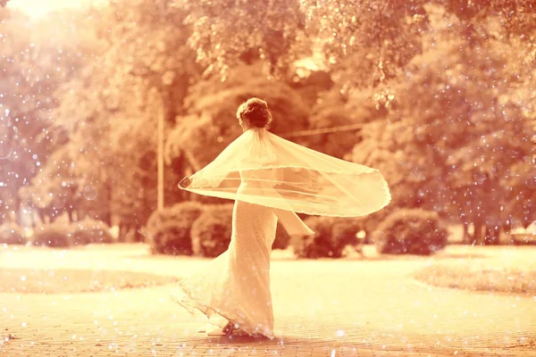 Noiva em vestido de noiva branco — Fotografia de Stock