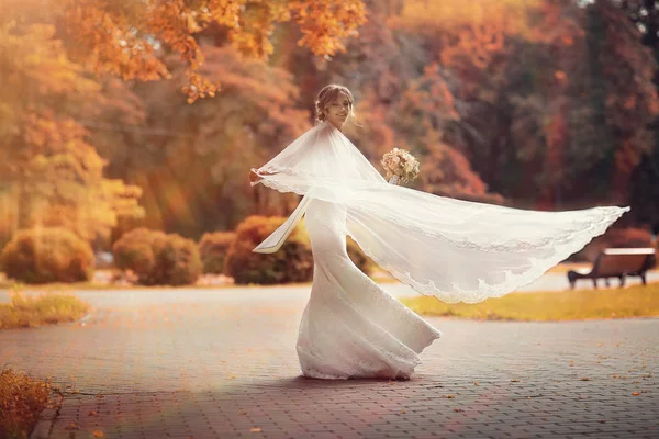 Sposa in abito da sposa bianco — Foto Stock