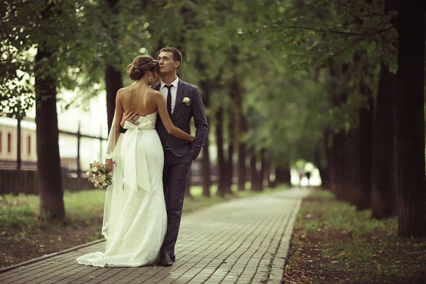 Sposo e sposo nel parco estivo — Foto Stock