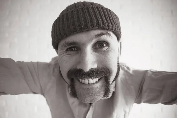 Happy man with moustache — Stock Photo, Image