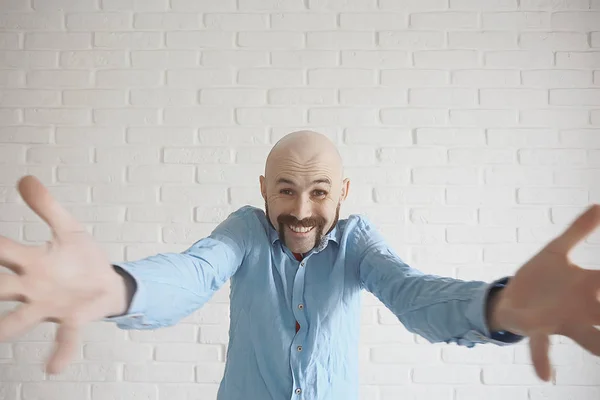 Bald man with moustache — Stock Photo, Image