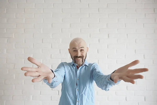 Bald man with moustache — Stock Photo, Image