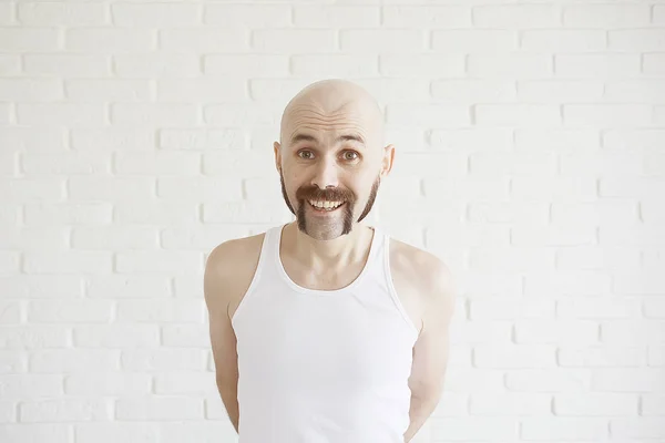 Bald man with moustache — Stock Photo, Image