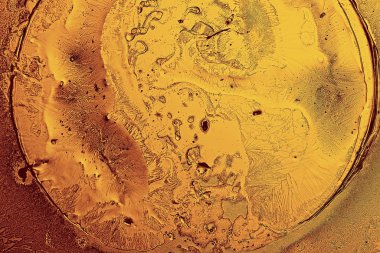 Altın buz arkaplanı, soyut sarı arkaplan, soğuk mevsimlik alışılmadık buz, tatil dokusu