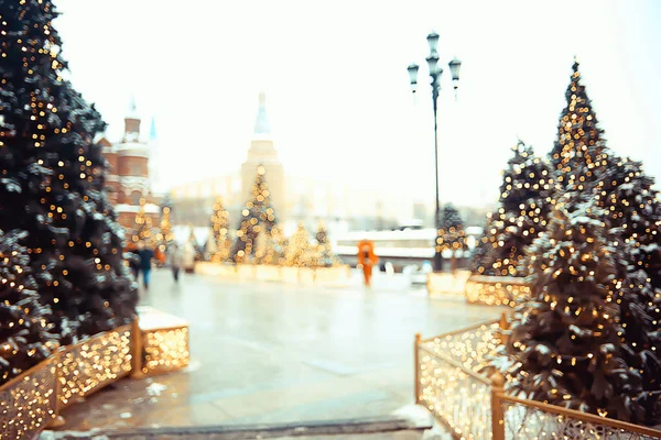 Decoración Navidad Moscú Los Árboles Navidad Calle Nevado Diciembre Temporada —  Fotos de Stock