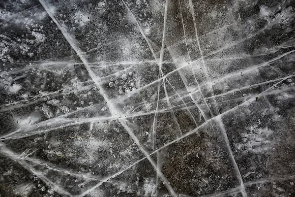 Gebarsten Ijsstructuur Abstracte Seizoensgebonden Winterse Koude Achtergrond Natuurlijk Ijs Gebroken — Stockfoto