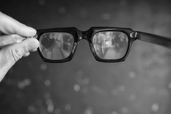 Glasses Vision Concept Man Holds Glasses His Hand — Stock Photo, Image