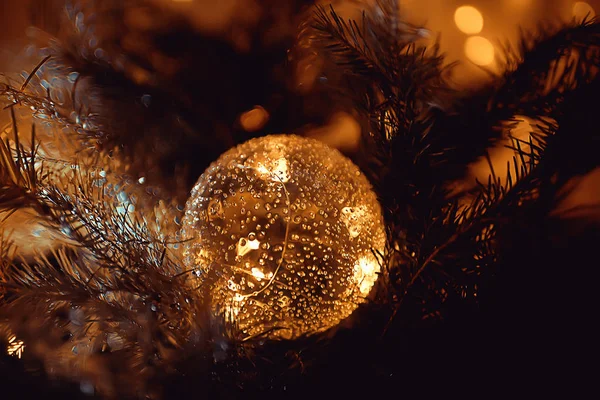 Weihnachtsball Hintergrund Neujahr Weihnachtsdekoration Grußkarte Schönes Gratulationsfoto — Stockfoto