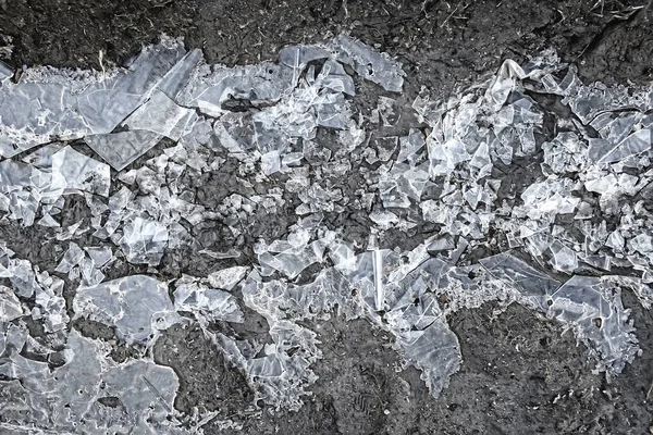 Crushed Ice Glass Cracks Background Abstract Seasonal Background Pieces Ice — Stock Photo, Image