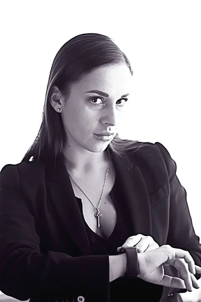 Business Lady Bakgrund Studio Anställa Professionell Porträttkvinna Formell Kostym — Stockfoto