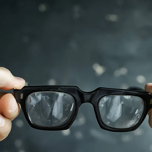 Glasses Vision Concept Man Holds Glasses His Hand — Stock Photo, Image