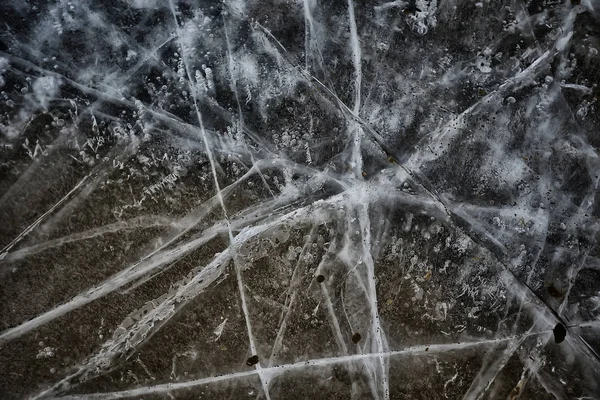 Cracked Ice Texture Abstract Seasonal Winter Cold Background Natural Ice — Stock Photo, Image