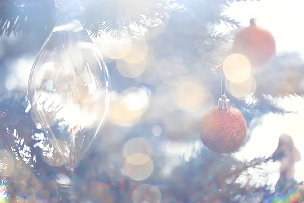 Bola Natal Fundo Ano Novo Decorações Natal Cartão Felicitações Bela — Fotografia de Stock